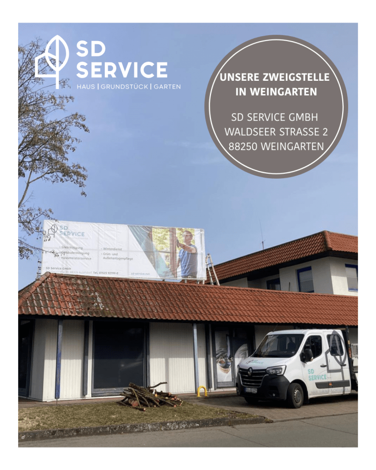 SD Service GmbH Zweigstelle Weingarten mit einer neuen Werbeanlage in der Waldseer Straße