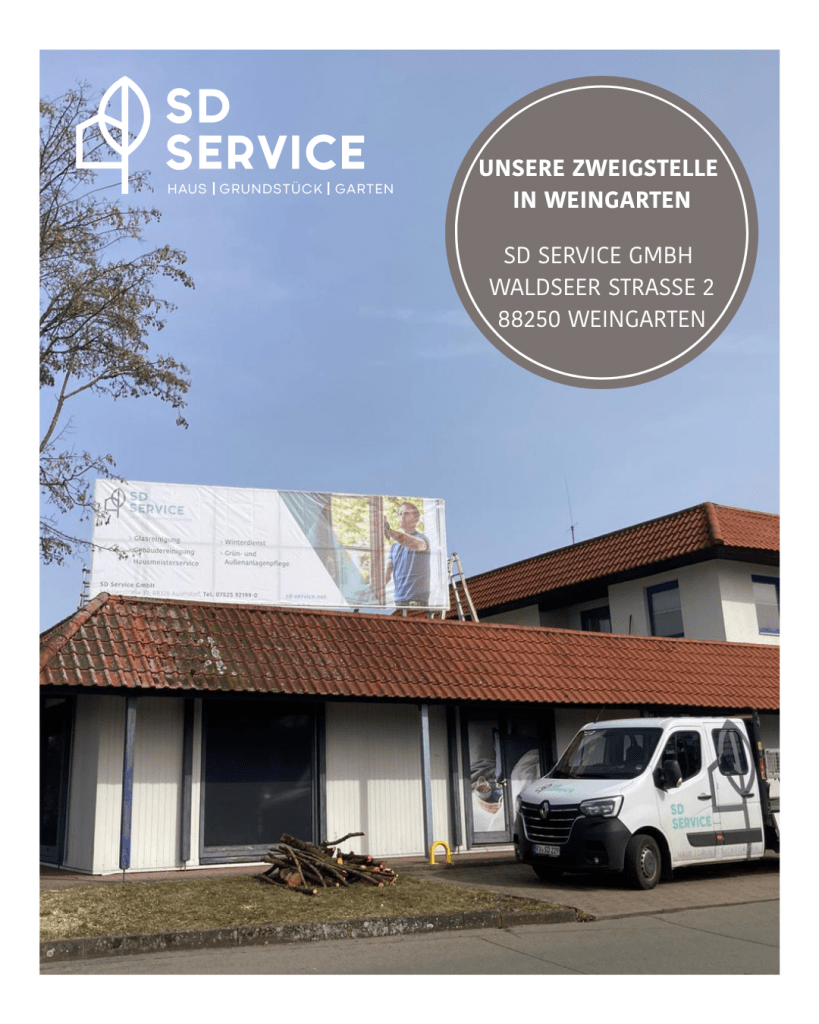 SD Service GmbH Zweigstelle Weingarten mit einer neuen Werbeanlage in der Waldseer Straße